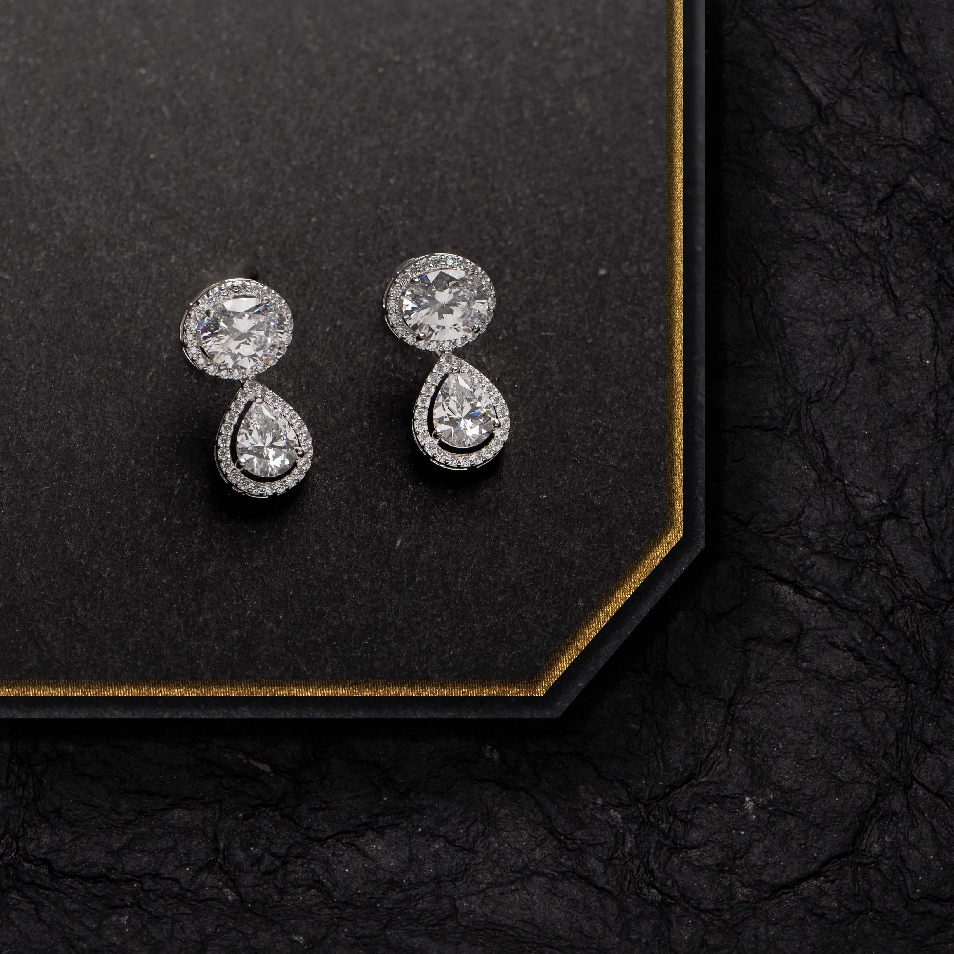 Oval Solitaire with Pear Drop Earrings